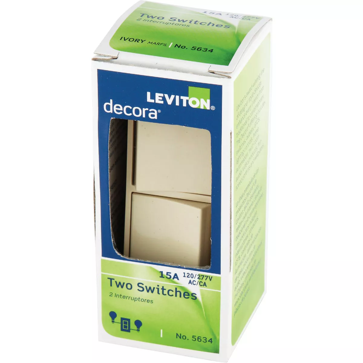 Leviton Single Pole Ivory 15A Duplex Switch - photo 3