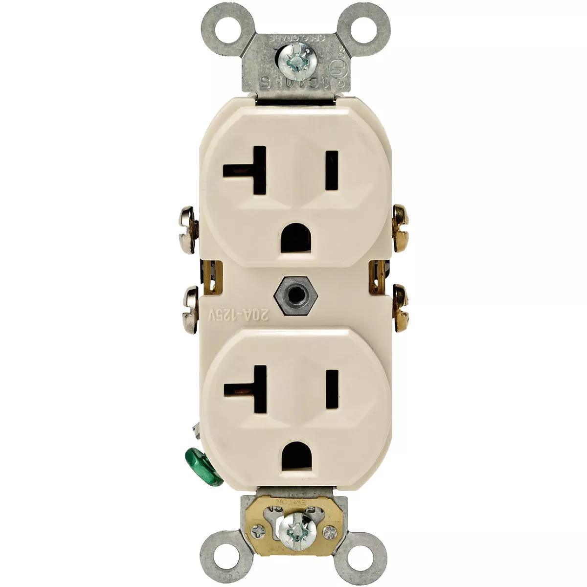 Leviton 20A Light Almond Shallow Commercial Grade 5-20R Duplex Outlet - photo 2