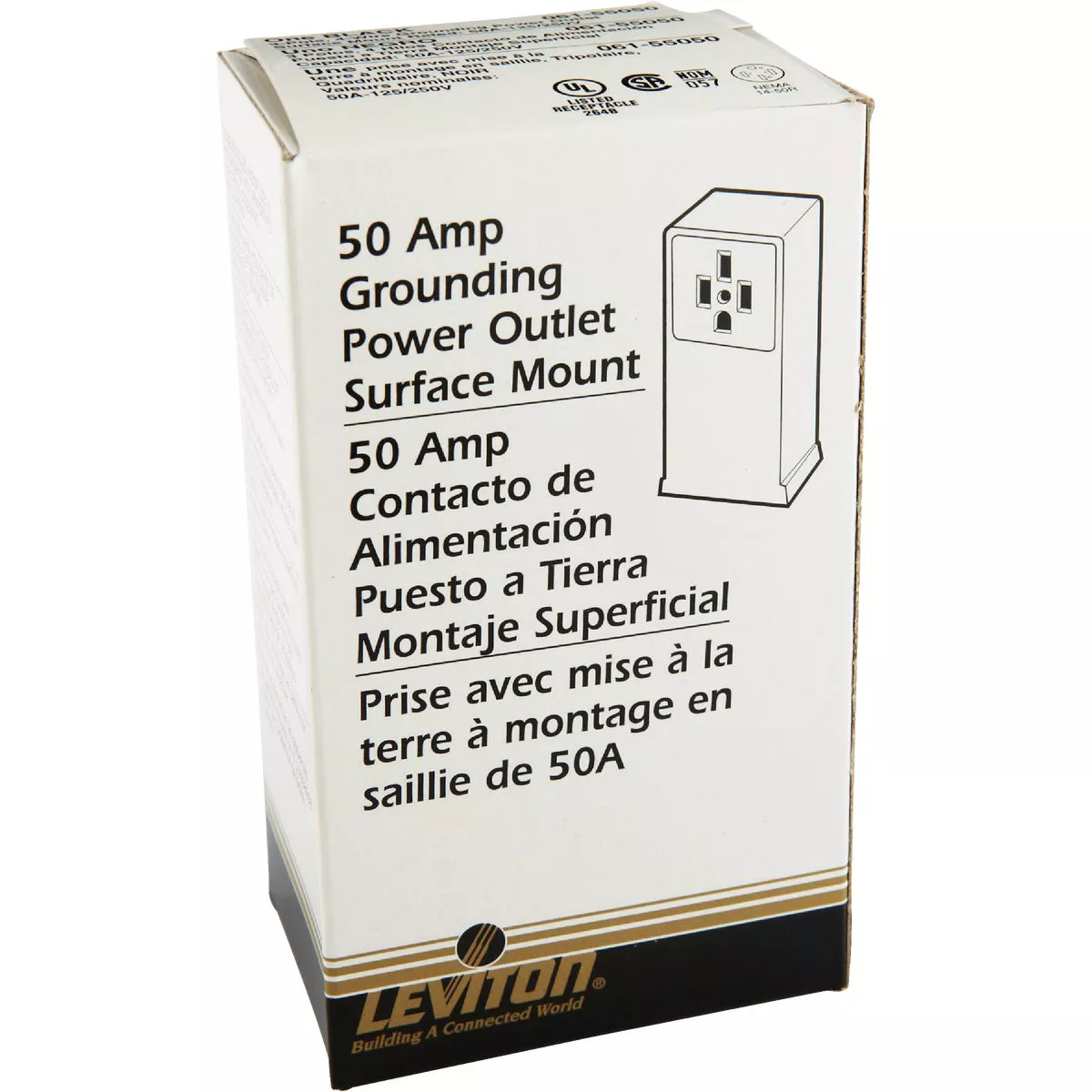 Leviton 50A Surface Mount Black 14-50R Grounding Range Power Outlet - photo 2