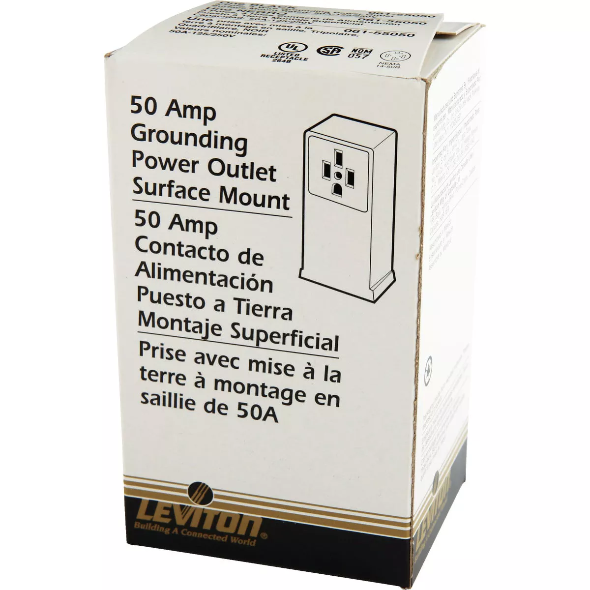 Leviton 50A Surface Mount Black 14-50R Grounding Range Power Outlet - photo 3