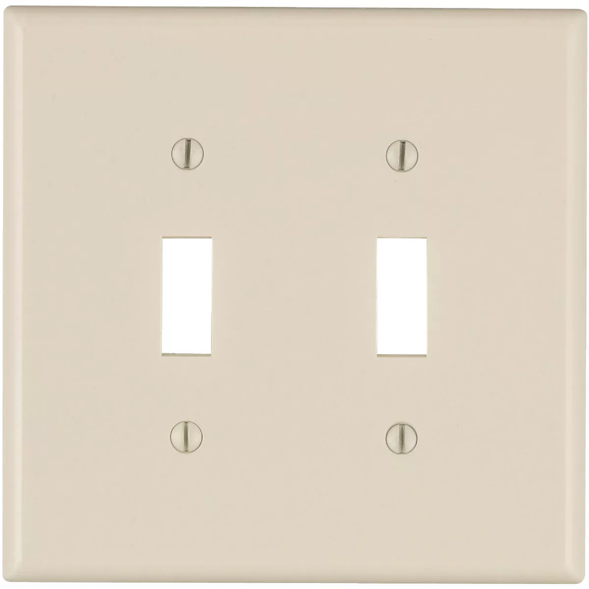 Leviton 2-Gang Smooth Plastic Mid-Way Toggle Switch Wall Plate, Light Almond