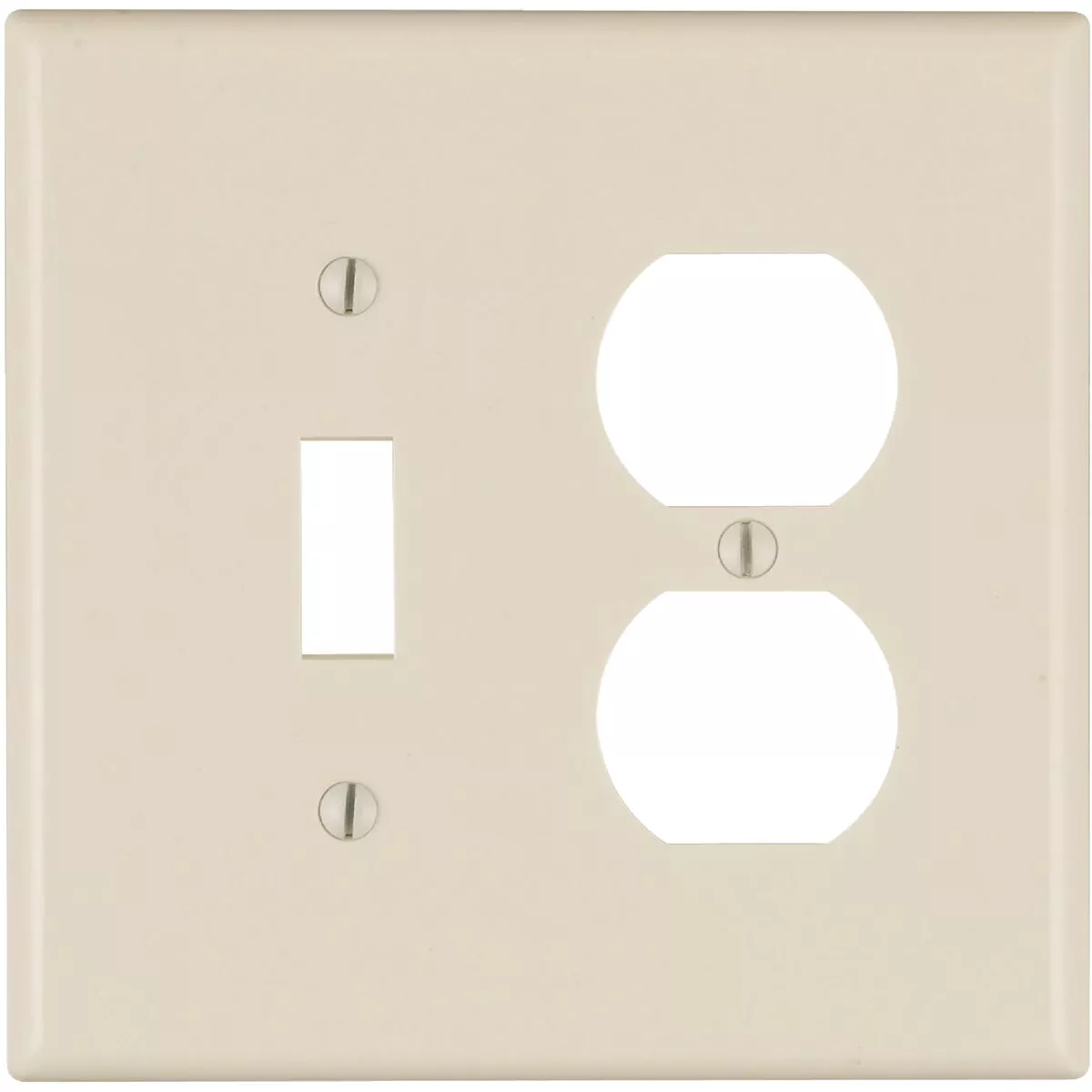 Leviton Mid-Way 2-Gang Thermoset Single Toggle/Duplex Outlet Wall Plate, Light Almond