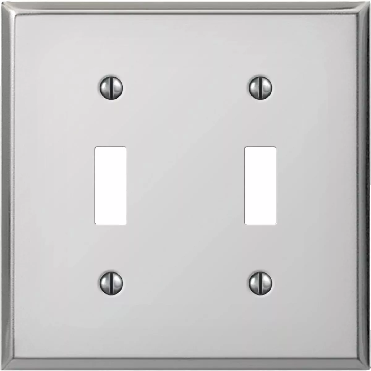 Amerelle PRO 2-Gang Stamped Steel Toggle Switch Wall Plate, Polished Chrome