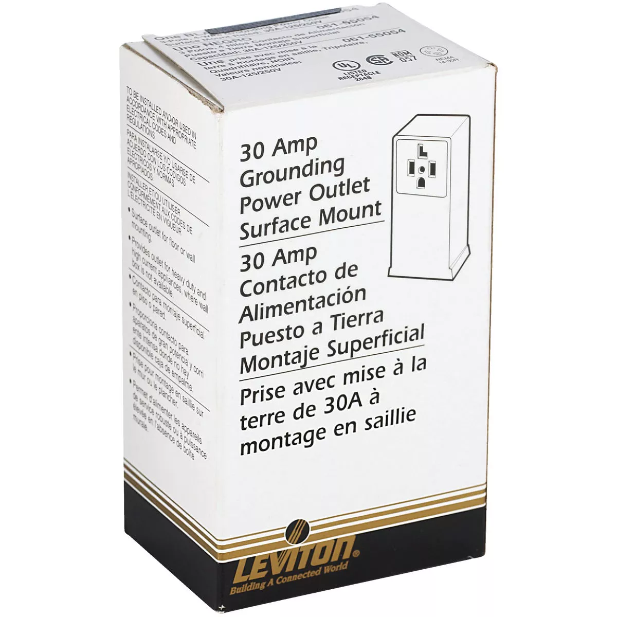 Leviton 30A Surface Mount Black 14-30R 4-Wire Dryer Power Outlet - photo 3