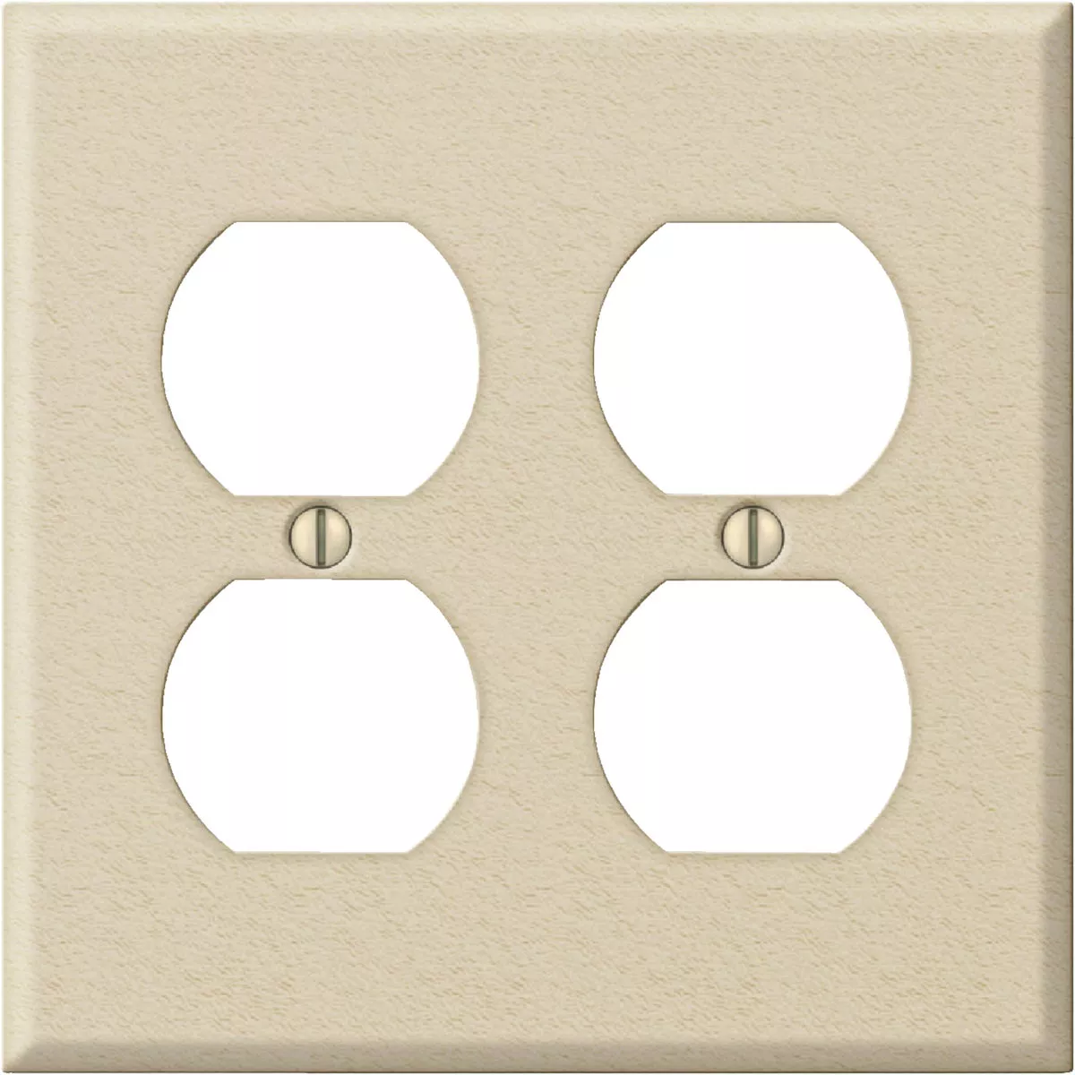 Amerelle PRO 2-Gang Stamped Steel Outlet Wall Plate, Ivory Wrinkle
