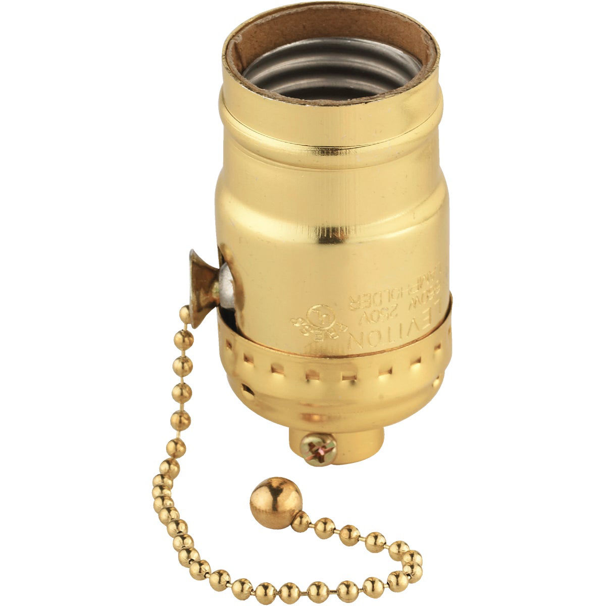 Leviton Pull Chain Medium Base Polished Gilt Lamp Socket Do it Best
