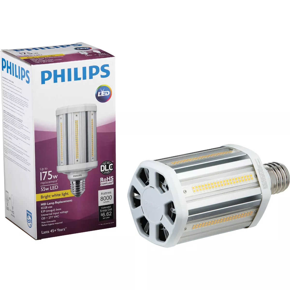 Philips TrueForce 175W HID Equivalent Clear Corn Cob Mogul Base LED High-Intensity Light Bulb