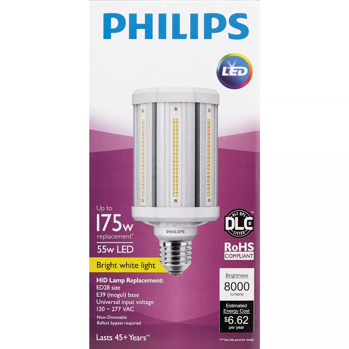 Philips TrueForce 175W HID Equivalent Clear Corn Cob Mogul Base LED High-Intensity Light Bulb - photo 2