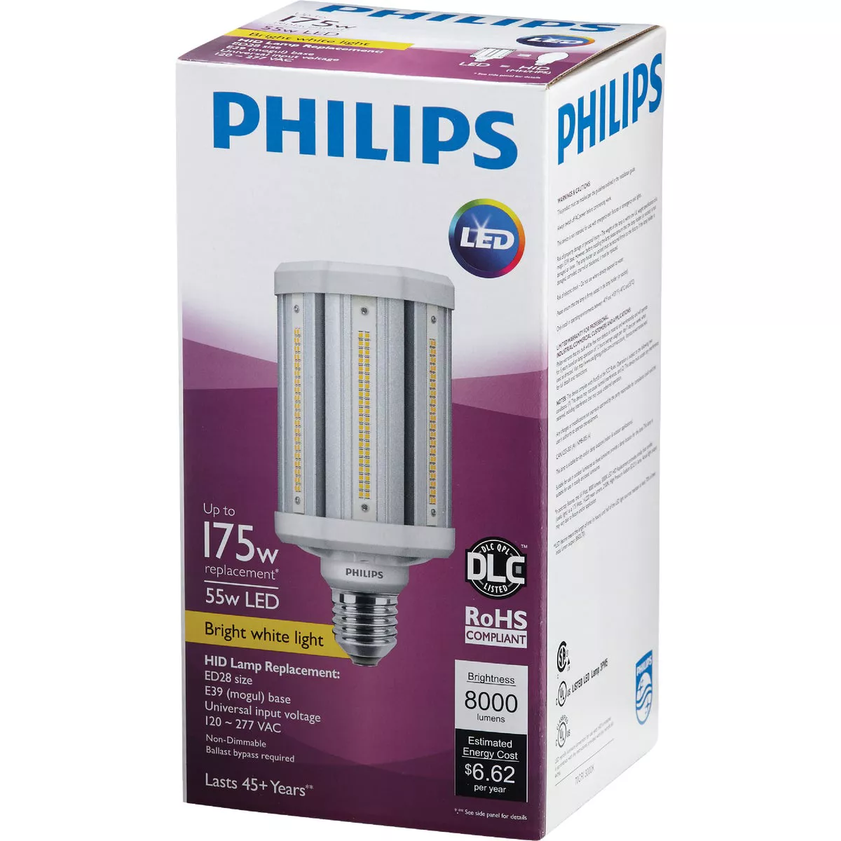 Philips TrueForce 175W HID Equivalent Clear Corn Cob Mogul Base LED High-Intensity Light Bulb - photo 3