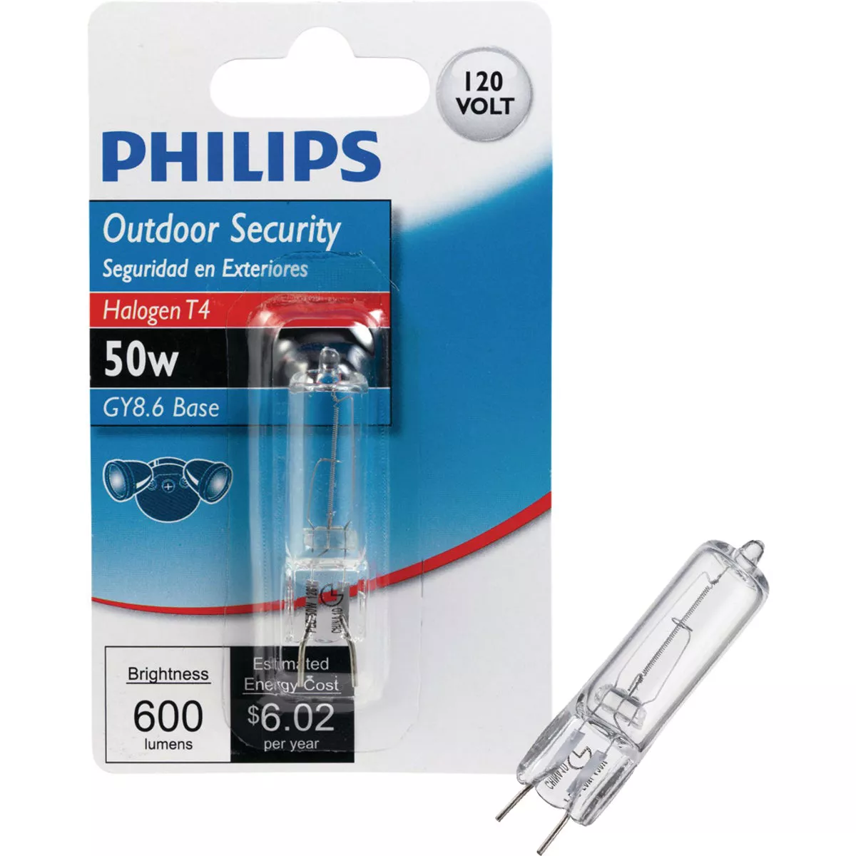 Philips 50W 120V Clear GY8.6 Base T4 Halogen Special Purpose Light Bulb