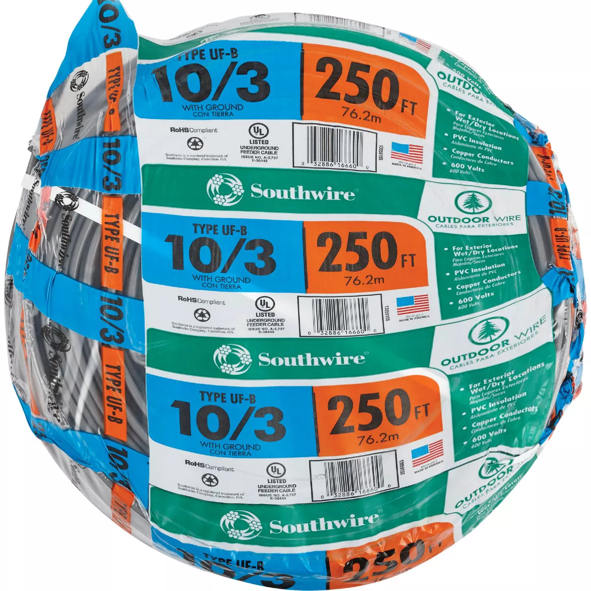 Southwire 250 Ft. 10 AWG 3-Conductor UFW/G Electrical Wire - photo 2