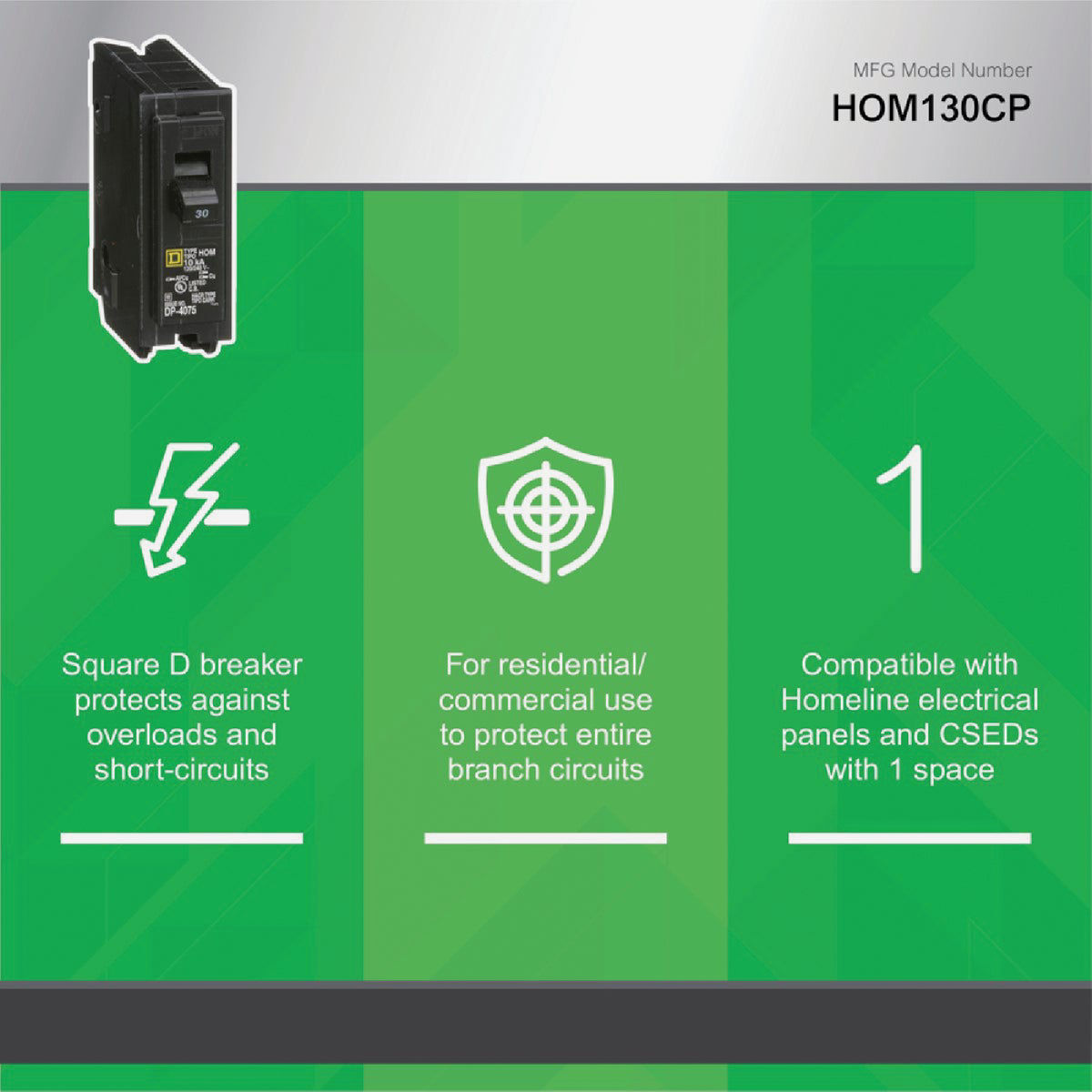 Square D Homeline 30A Single-Pole Standard Trip Circuit Breaker | Do it ...