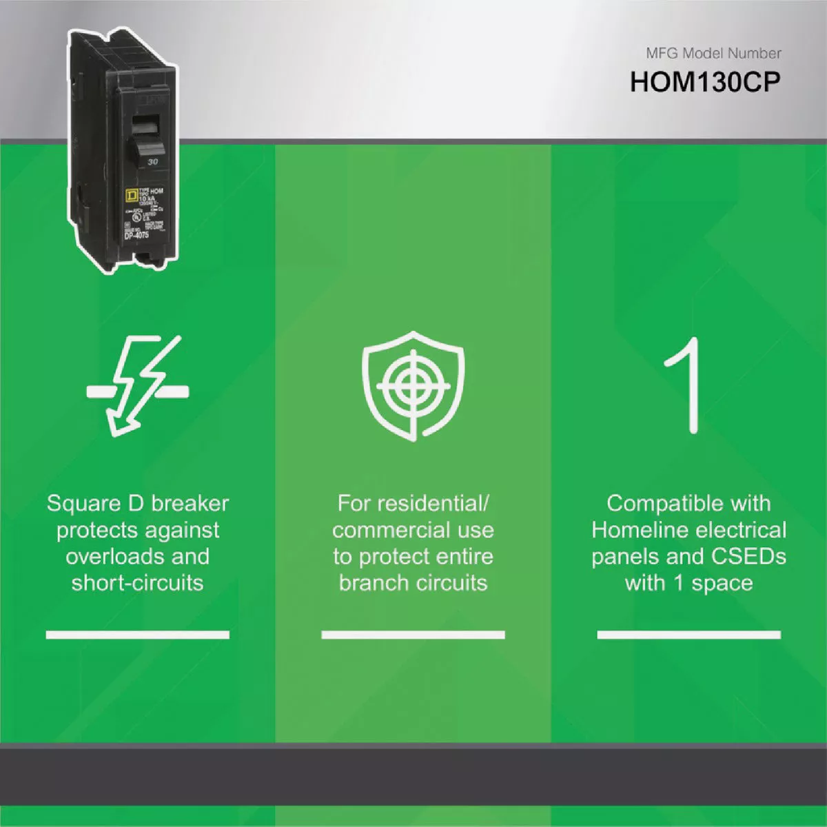 Square D Homeline 30A Single-Pole Standard Trip Circuit Breaker - photo 3
