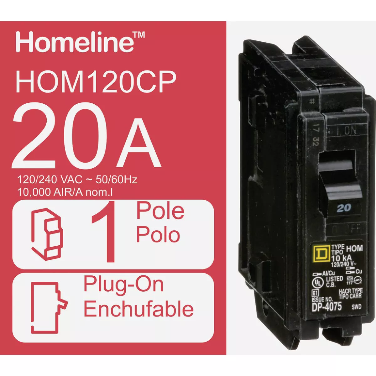 Square D Homeline 20A Single-Pole Standard Trip Circuit Breaker - photo 5