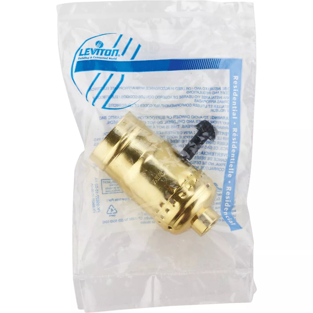 Leviton Turn-Knob Medium Base Polished Gilt Lamp Socket - photo 2