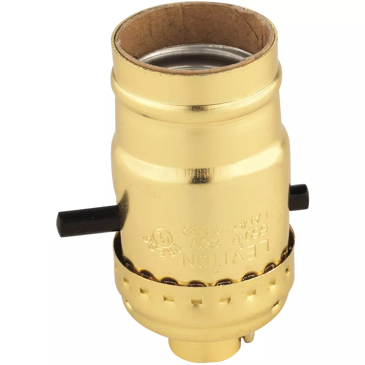 Leviton Push-Button Medium Base Polished Gilt Lamp Socket