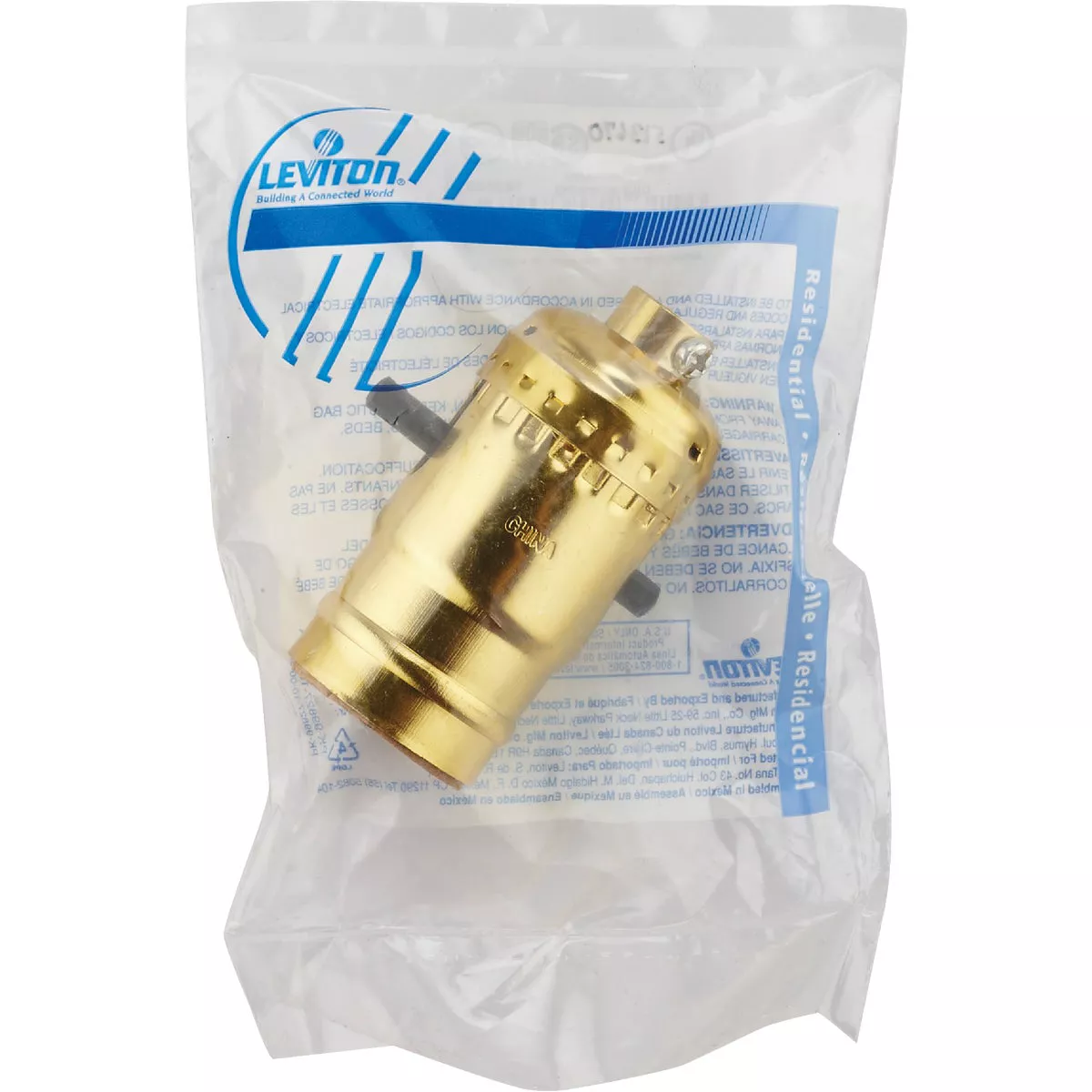 Leviton Push-Button Medium Base Polished Gilt Lamp Socket - photo 2