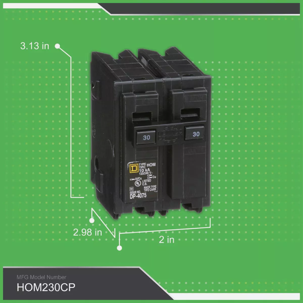 Square D Homeline 30A Double-Pole Standard Trip Circuit Breaker - photo 2