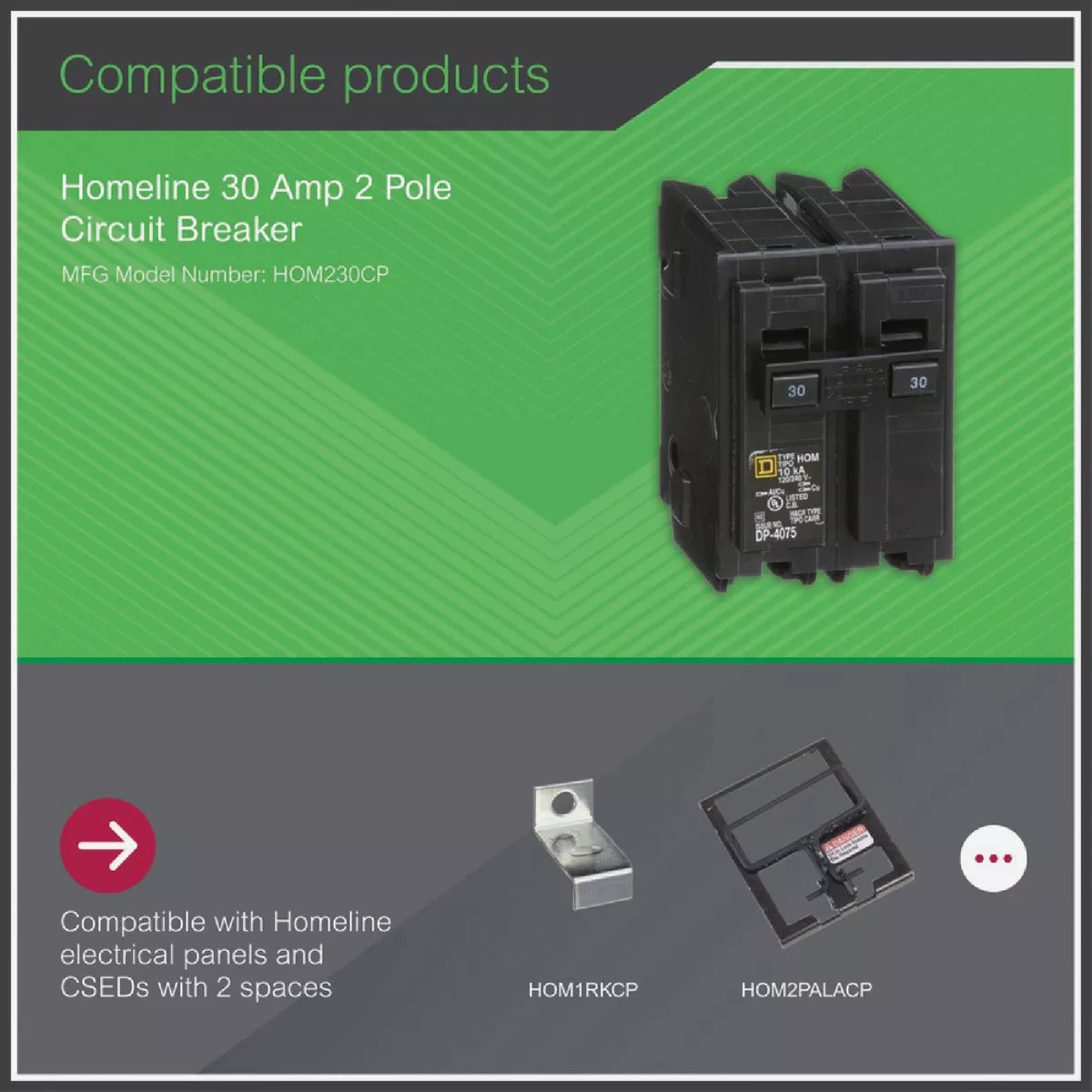Square D Homeline 30A Double-Pole Standard Trip Circuit Breaker - photo 4