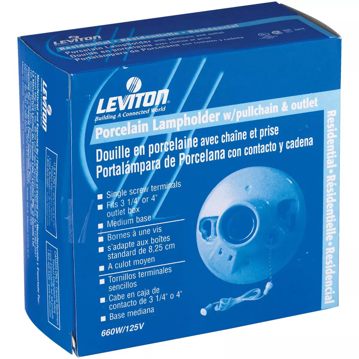 Leviton White Porcelain Incandescent Lampholder with Grounded Outlet - photo 2