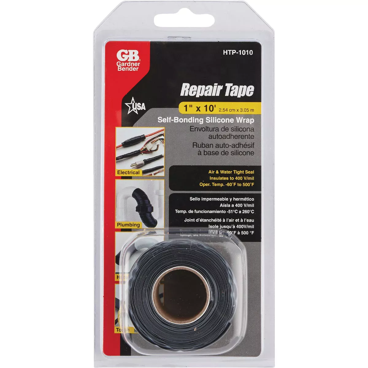 Gardner Bender Black 1 In. x 10 Ft. Self-Bonding Silicone Wrap - photo 2