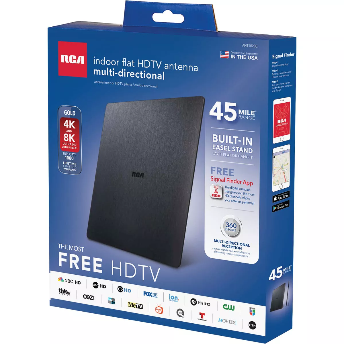 RCA Gold Series Black 8.53 In. Flat Indoor Antenna