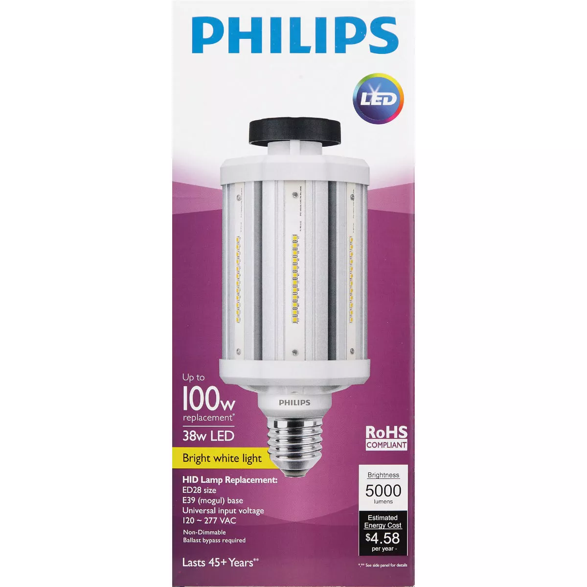 Philips TrueForce 100W HID Equivalent Clear Corn Cob Mogul Base LED High-Intensity Light Bulb - photo 2
