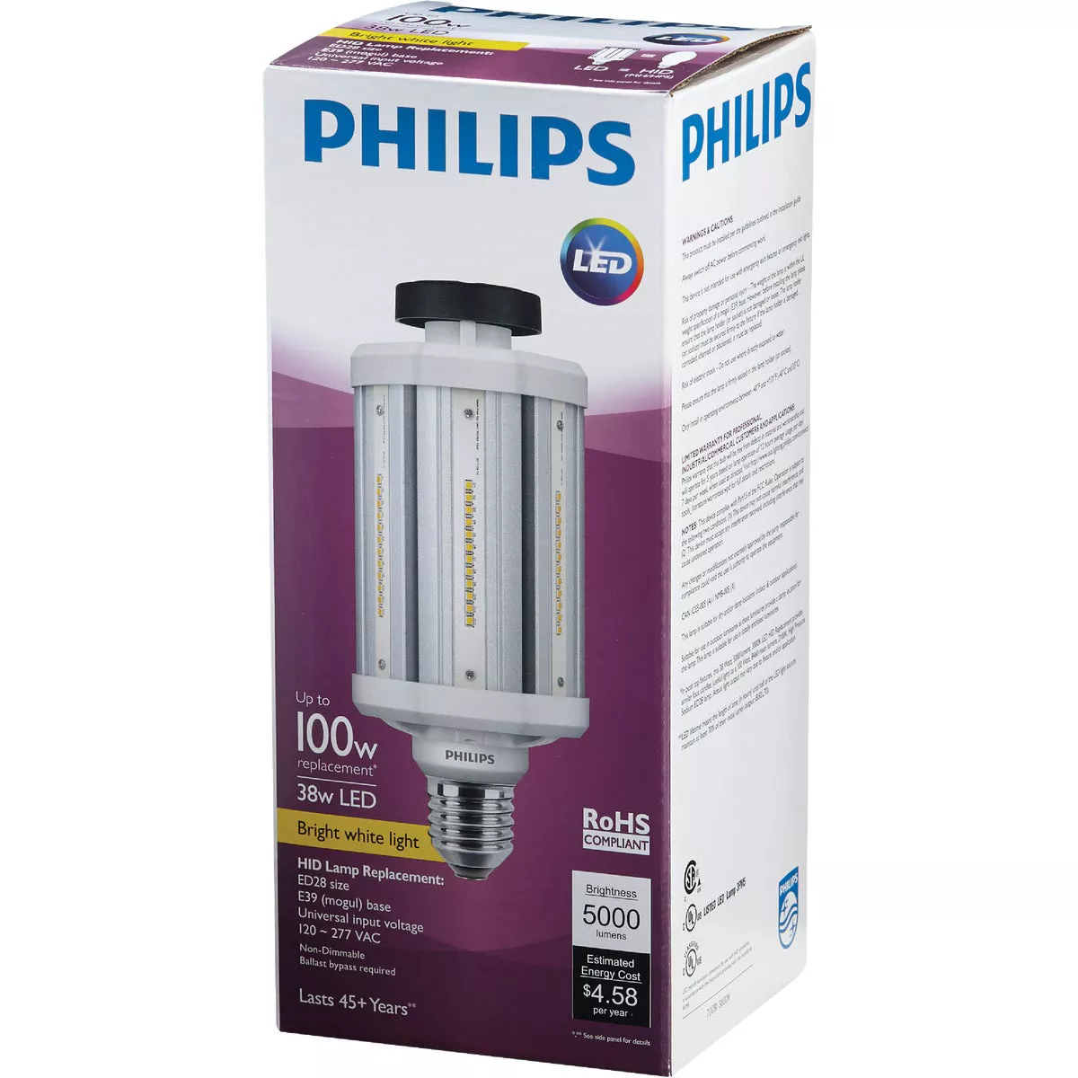 Philips TrueForce 100W HID Equivalent Clear Corn Cob Mogul Base LED High-Intensity Light Bulb - photo 3