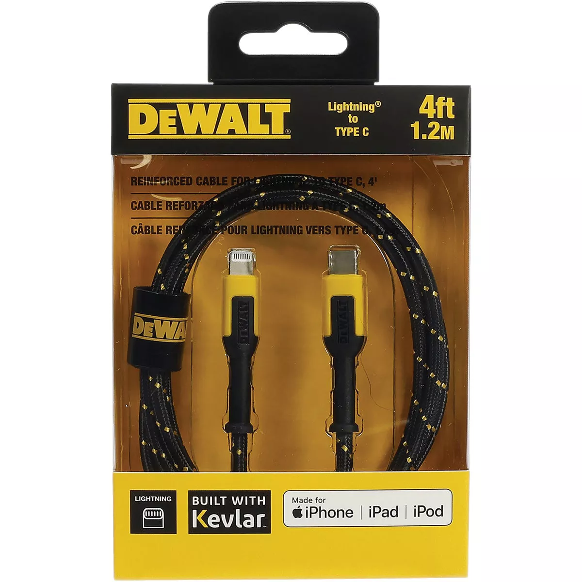 DEWALT 4 Ft. Lightning to Type-C Reinforced Braided Cable - photo 4
