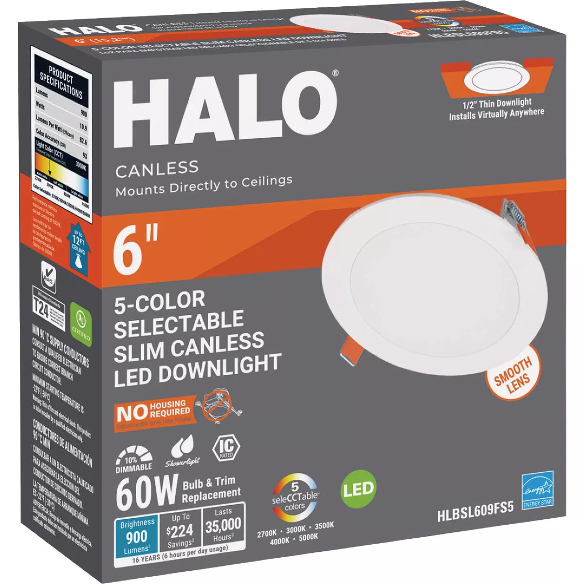 Halo 6 In. 900 Lm. 5CCT Canless Integrated LED Light Fixture - photo 2