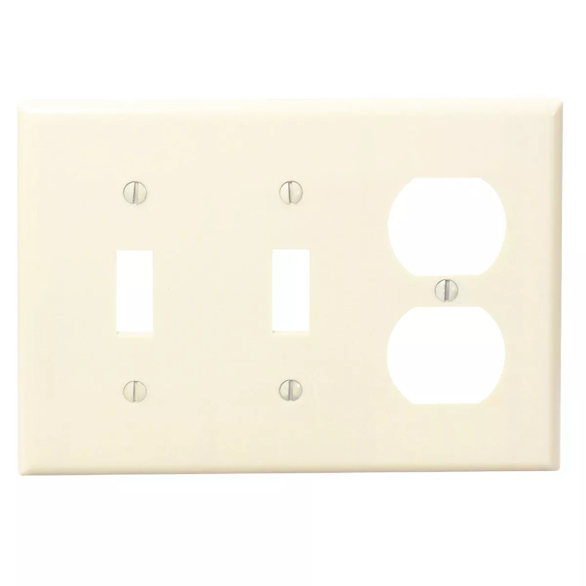 Leviton 3-Gang Plastic 2-Toggle/Duplex Outlet Wall Plate, Ivory