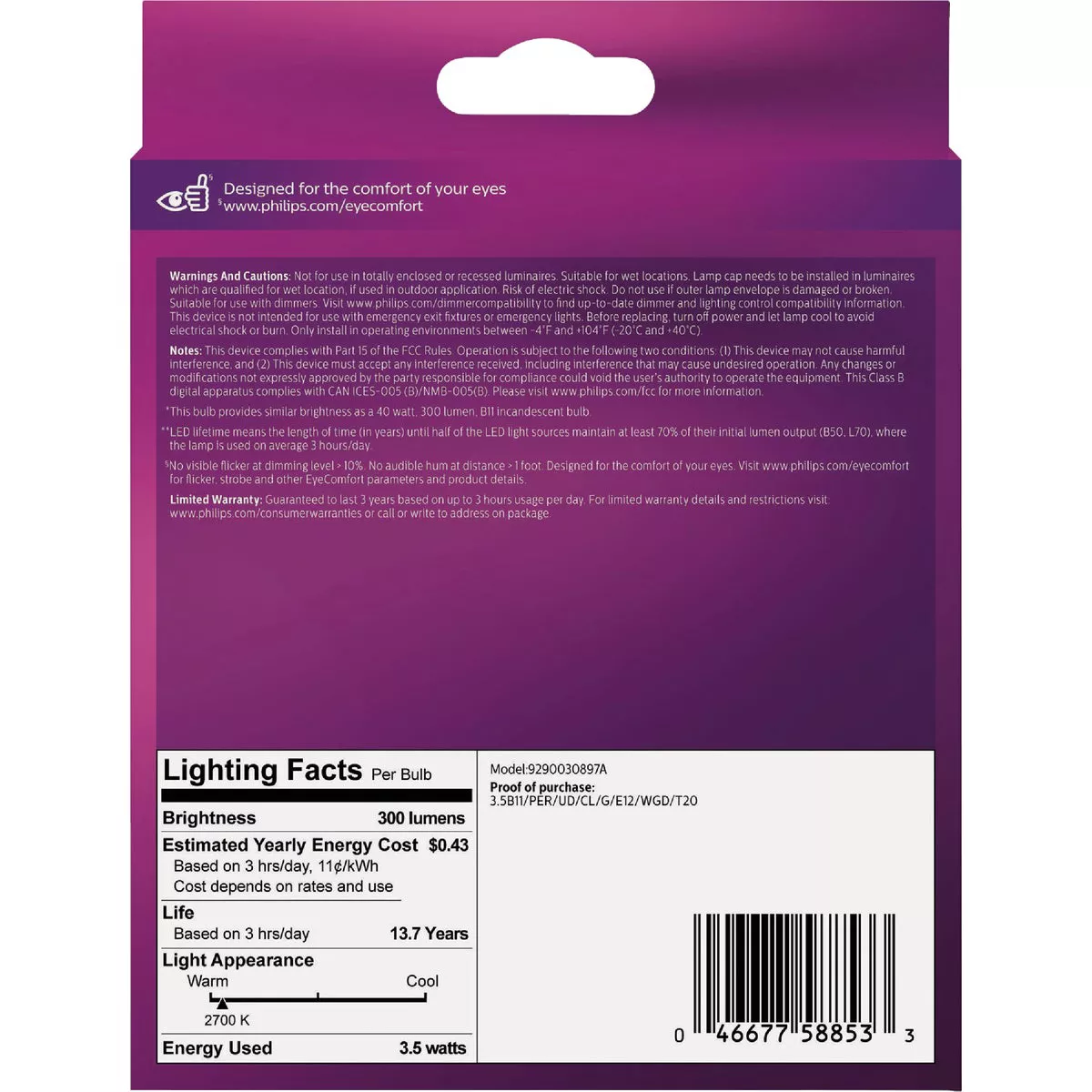 Philips Ultra Definition 40W Equivalent B11 LED Candelabra Base Soft White Light Bulb (3-Pack) - photo 4