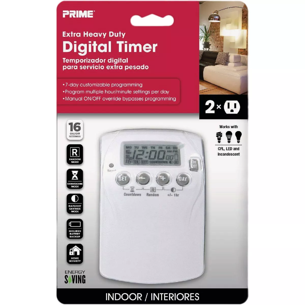 Prime 125V Indoor 7-Day Digital Timer - photo 3