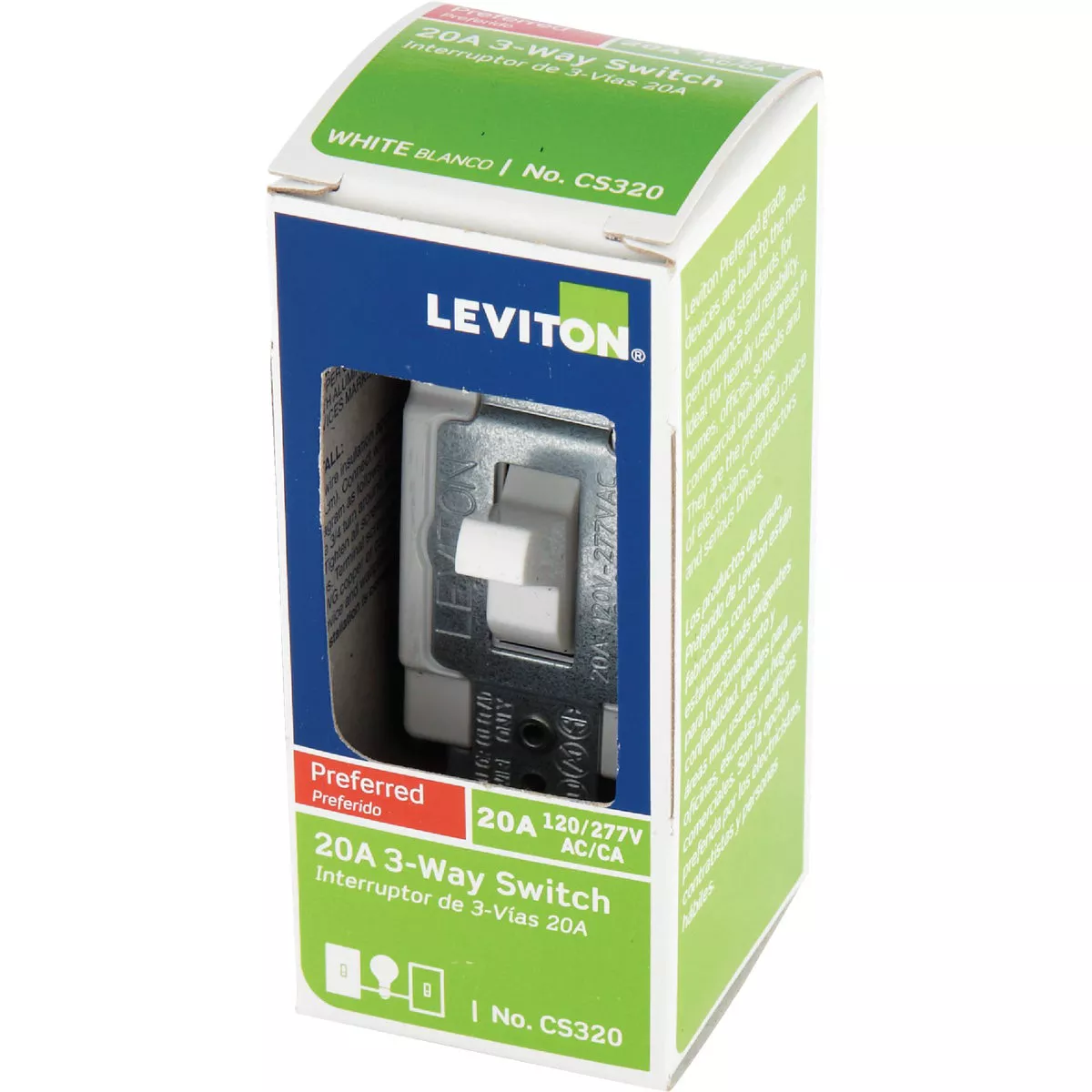 Leviton Toggle White 20A Grounding Quiet 3-Way Switch - photo 3
