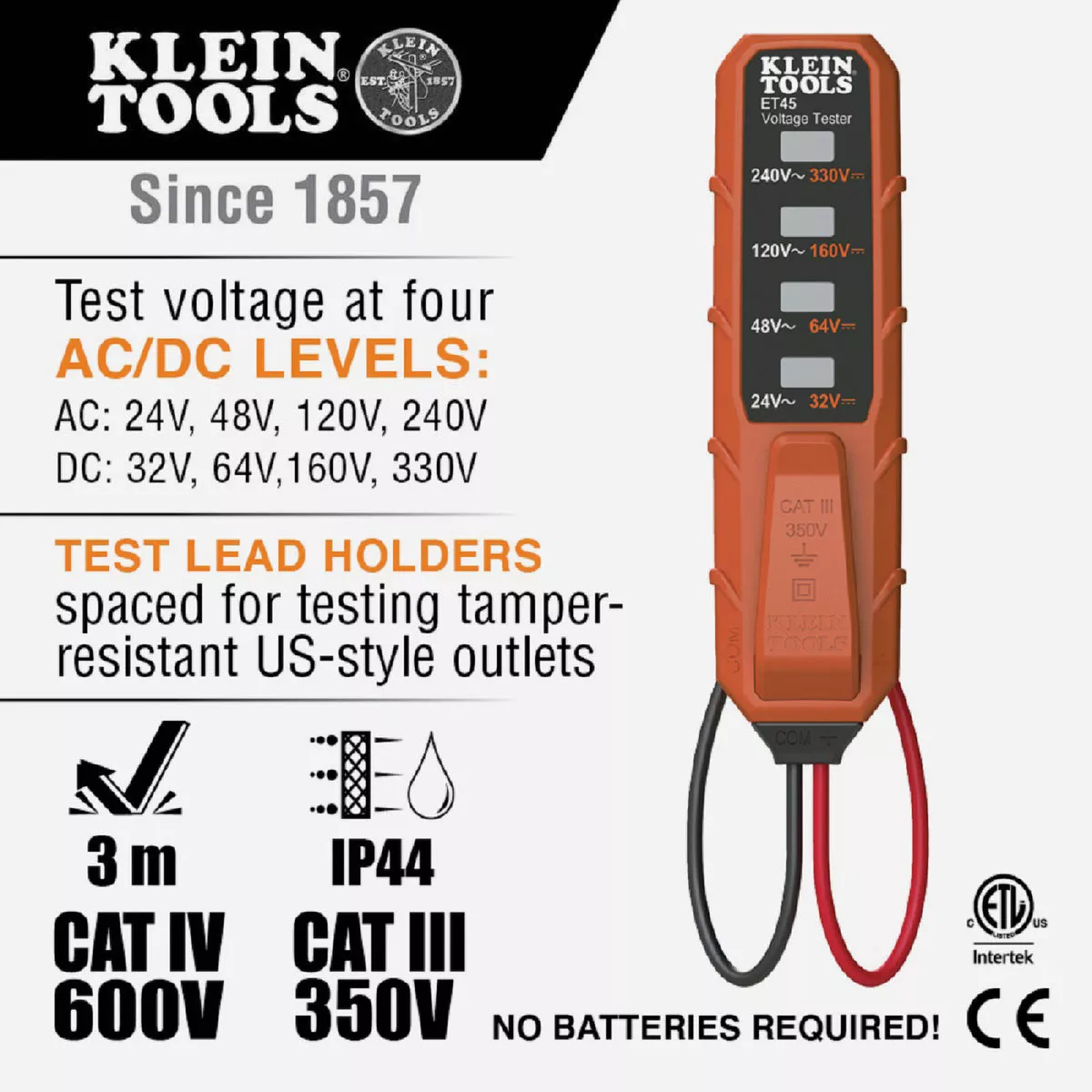 Klein AC/DC Electronic Voltage Tester with Test Leads - photo 7