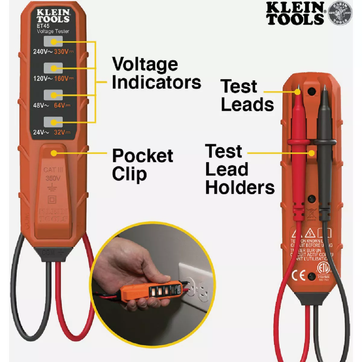 Klein AC/DC Electronic Voltage Tester with Test Leads - photo 5
