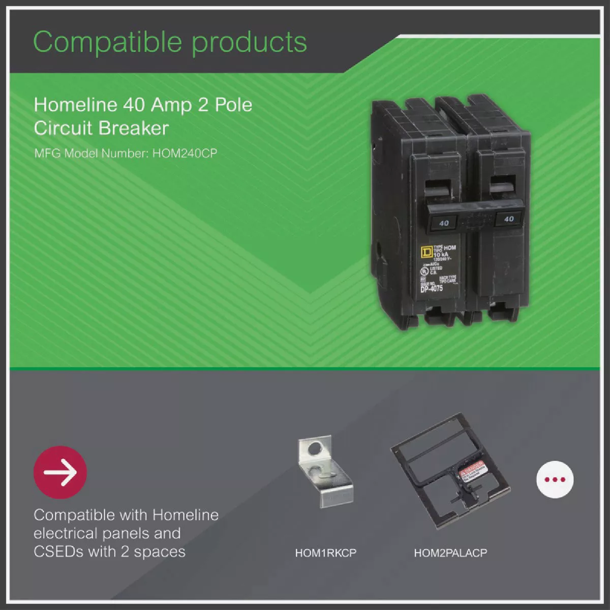 Square D Homeline 40A Double-Pole Standard Trip Circuit Breaker - photo 4