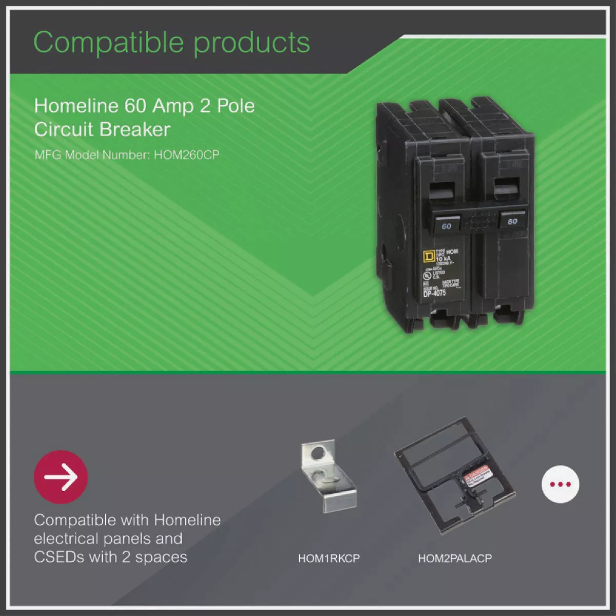 Square D Homeline 60A Double-Pole Standard Trip Circuit Breaker - photo 4