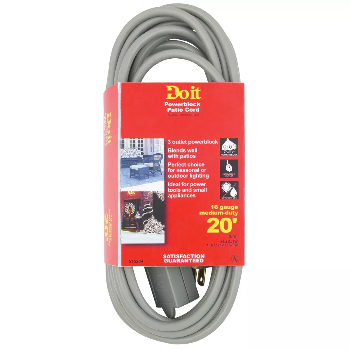 Do it 20 Ft. 16/3 3-Outlet Gray Extension Cord - photo 2
