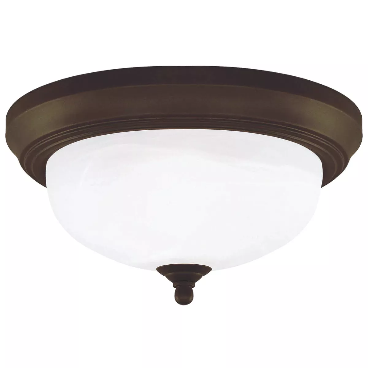 Canarm 13 In. Oil Rubbed Bronze Incandescent Flush Mount Ceiling Light Fixture with Alabaster Glass