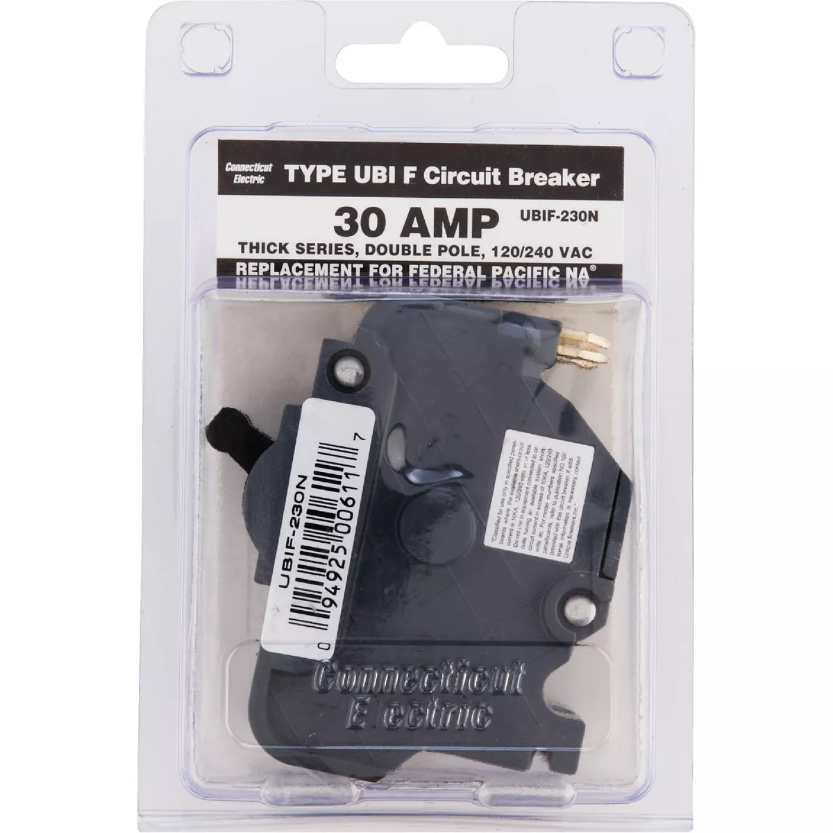 Connecticut Electric 30A Double-Pole Standard Trip Packaged Replacement Circuit Breaker For Federal Pacific - photo 2