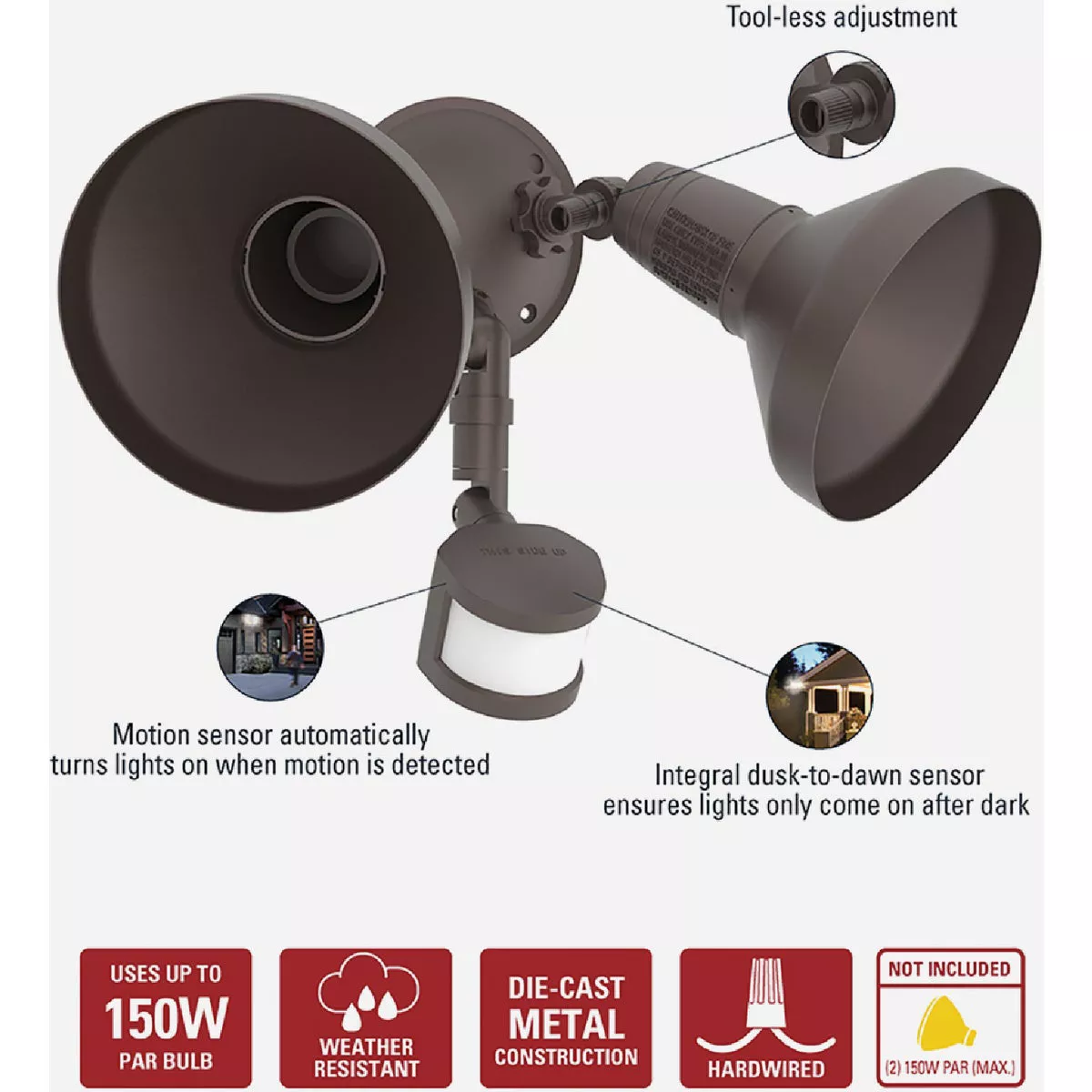 Halo Bronze Motion Activated Incandescent Security Floodlight Fixture ...