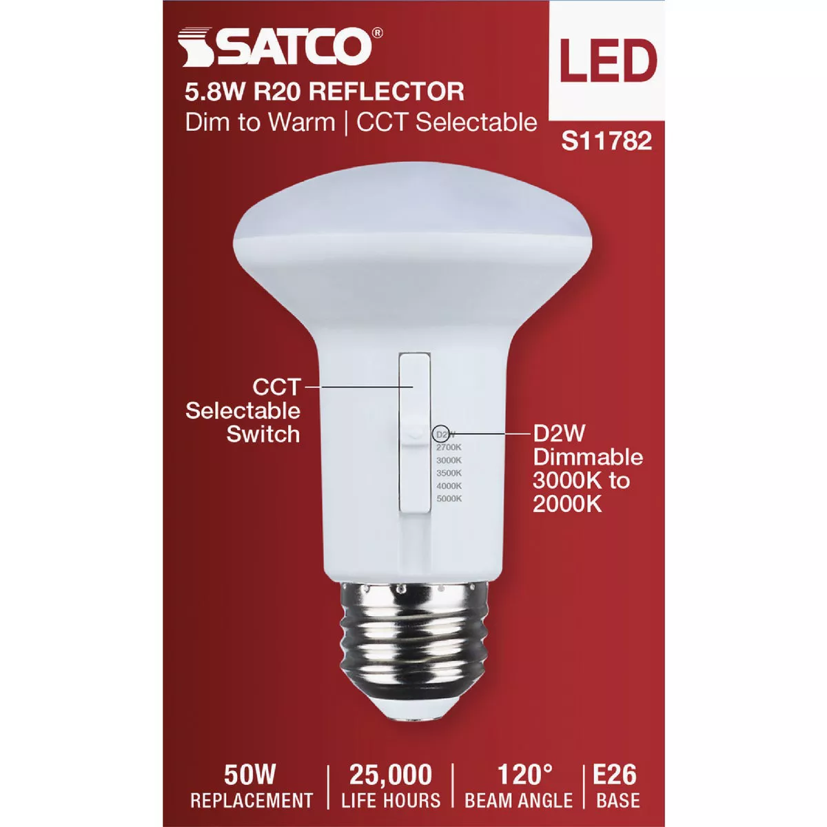 Satco 50W Equivalent R20 CCT Selectable Dim to Warm LED Light Bulb - photo 2
