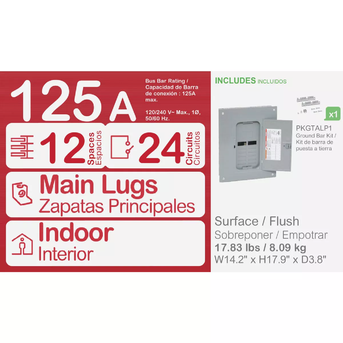 Square D Homeline 125A 12-Space 24-Circuit Indoor Main Lug Plug-on Neutral Load Center - photo 2