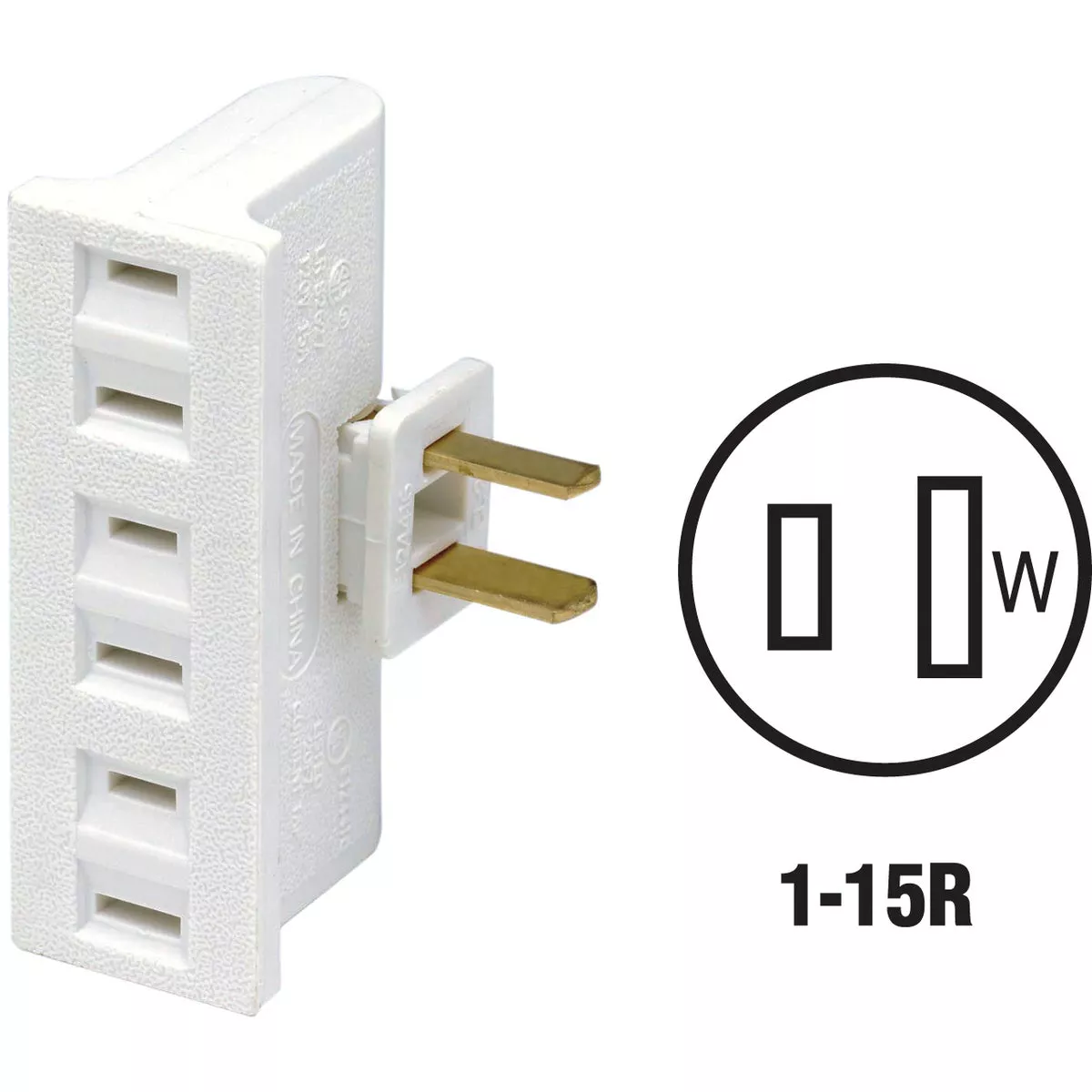 Leviton White 15A 3-Outlet Swivel Tap