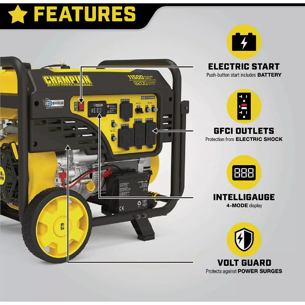 Champion 9200W Gasoline Powered Electric/Recoil Start Portable Generator - photo 6