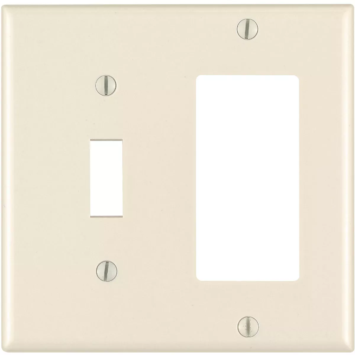 Leviton Decora 2-Gang Thermoset Single Toggle/Rocker Wall Plate, Light Almond