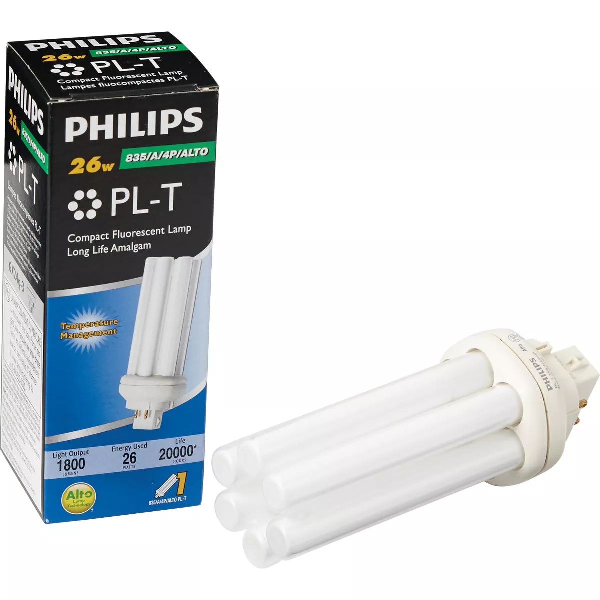 Philips 100W Equivalent Cool White GX24Q-3 Base PL-T CFL Light Bulb ...