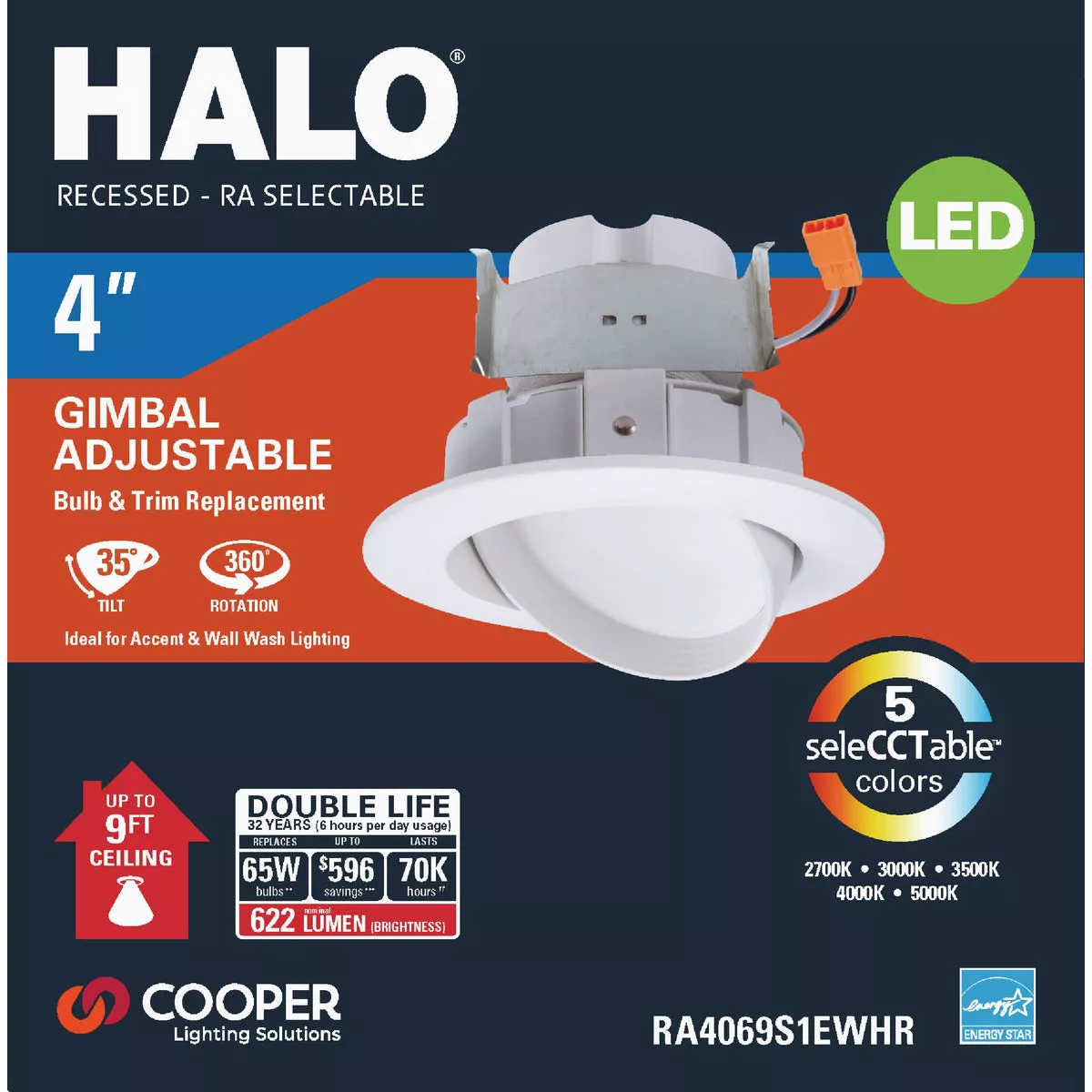 Halo 4 in. Retrofit IC Rated White LED Selectable Color Temperature Recessed Light Kit - photo 2