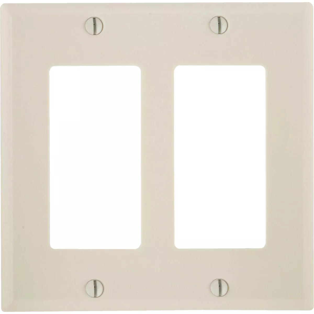 Leviton Decora 2-Gang Smooth Plastic Rocker Decorator Wall Plate, Light Almond